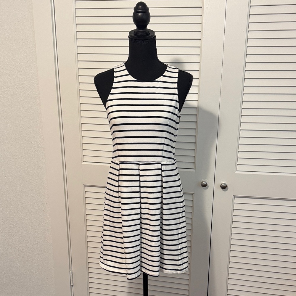 THML Black and White Striped Mini Dress